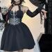 Women's Gothic Dark Fit Slim Slim Strap Print Dress 80S Costumes for Women Black Medium - Buy Online on GoSupps.com