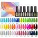 SHOWNAIL Gel Nail Polish 36Pcs Gel Nail Polish Set Soak Off 30 Colors Popular Vibrant Gel Polish with Base Glossy and Matte Top Coat Glowing Diamond Coat Gel Nail Kit DIY Nail Collection 8ml