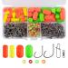Dr.Fish 200PCs Pompano Rig Making Kit Surf Fishing Rig Accessories Bottom Rig Parts Snell Floats Fishing Beads Circle Hooks Saltwater Fishing Swivels Duo Lock Snaps Single Color Float Kit
