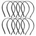 Lawie 10 Pack Women Plain Black Cloth Covered Thin Hard Metal Slim Thin Headband Hairband Base Elastic Hair Hoop Holder Clasp Tiara Crown Headpiece Accessories DIY