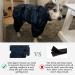 Minezi High Collar Waterproof Raincoat Set for Dogs - Reflex Stripes Zippers Navy Blue XL (46-49cm Back Length) - International Shipping - Buy Online on GoSupps.com