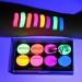 MEICOLY Glow UV Blacklight Face Paint, 8 Bright Colors Neon Fluorescent Body Painting Palette,Water Activated Eyeliner,Water Based Makeup Glow In The Dark Halloween Washable for Kids Adult Body Paint 01 Fluorescent Body Paint