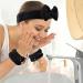 WSYUB 1pc Black Fluffy Bow Tie Makeup Headband + 2pc Absorbent Wrist Spa Wash Band Set | Microfiber Face Headband for Skin Care - Buy Online on GoSupps.com