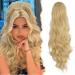 BARSDAR Blonde Ponytail Extension 26'' Drawstring Wavy Ponytail Hair Extensions Synthetic Clip in Ponytail for Women Fake Pony Tail Hairpieces Girls Daily Party Halloween(Ash Blonde Mixed) 26 Inch (Pack of 1) Light Ash Blonde Mixed