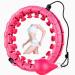 HOPECENTER Smart Weighted Hula Hoop for Adults and Children,24 Detachable Knots Auto-Spinning Ball Weighted Hula Hoops,2 in 1 Fitness Weight Loss and Massage. PINK