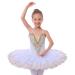 AFAVOM Ballet Leotards for Girls with Platter Tutu Professional Hard Organdy Camisole Skirt Swan Lake Feather Hem Dancewear White 7-8 Years