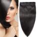 Elailite Clip in Extensions Human Hair 3/4 Full Head Hair Extension 1 Part 5 Clips Straight 45cm 90g #1B Natural Black
