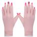 Kalolary Anti UV Gloves for Nail Lamp UPF50+ UV Protection Gloves for Manicure Nail Art Fingerless UV Shield Gloves for Women Girls Gel Manicures (Pink)