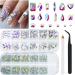 2680Pcs AB Nail Rhinestones 120Pcs Big Colorful AB Nail Charms Diamond Gems Stones with 2560Pcs AB Flatback Round Beads Clear Acrylic Colored Glass Jewelry for Nails Faces Eyes Makeup Decoration