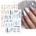 JMEOWIO Marble French Tip Nail Art Stickers - 10 Sheets | Self-Adhesive Decals for Colorful Marble Line Nail Designs - Buy Online on GoSupps.com