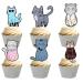 18pcs Glitter Dessert Cupcake Topper Worldwide Popular Singer Cat Theme Decorations Baby Shower Boys Girls Happy Birthday Concert Party Decor Supplies