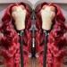 22 Inch 99j Burgundy Lace Front Wig Human Hair 180% Density | HD Transparent Body Wave Pre Plucked Wig for Black Women - Buy Online on GoSupps.com