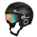 Odoland Snow Ski Helmet and Goggles Set, Sports Helmet and Protective Glasses - Shockproof/Windproof Protective Gear for Skiing, Snowboarding, Snow Sport Helmet Black S(21-22''/54-56cm)
