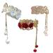 3Pcs Pearl Tassel Hair Clip for High Ponytail  Flower Rhinestone Gold Fashion Non-Slip Hair Clip Cute Hair Claw Clip Thick Hair Styling Hair Accessories Women Mother's Day Gift (3-fajia)