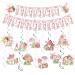 Rngmsi Fairy First Birthday Decorations - Fairy Birthday Party Decorations for Girls Fairy Happy Birthday Banners Mushroom Fairy Hanging Swirls Decor Flower Fairy Birthday Party Decorations Supplies
