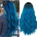 Mildiso Blue Wigs for Women 26 Long Ombre Blue Wig with Wig Cap Curly Wavy Blue Mermaid Wig Natural Cute Soft Wigs for Daily Party M052B