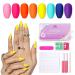 Press On Nails Neon Colors - 192 Ct Medium Coffin Fake Nails Glue On Ballerina False Nails Kit for Women, 8 Solid Colors, Include Prep Pad, Tube Glue, Mini File, Cuticle Sticker and Adhesive Sticker Sparkle Up Neon