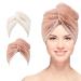 Microfiber towel for women 66 x 25.4 cm super absorbent fast drying hair turban for long thick and curly hair (brown and white)