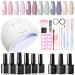 Maykawe Gel Nail Polish Set with 48W Nail Lamp Starter Kit 6 Colors Nude Gray Pink Purple Gel Nail Polishes Base Top Coat Manicure Tools Accessories Shellac Nail Art Kit for Beginners Home Salon Starter kit 002