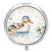Round Pill Box Watercolor Duck Print 3 Compartment Medicine Pill Case Print Pill Organizer Decorative Metal Portable Pill Box Pocket Pill Box