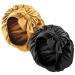 Jasilon 2 Pcs Satin Sleeping Bonnet  Adjustable Satin Bonnet Silk Bonnet Hair Bonnet Hair Wrap for Sleeping  Night Bonnet Black&gold