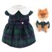 SMALLLEE_LUCKY_STORE Vintage Scottish Plaid Luxury Bow Girls Dog Dress Elegant Pincess Spring Summer Apparel Clothes for Small Pets Kitten Christmas Outfits Puppy Costume Green L L green