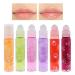 Roll-on Lip Gloss Fruit Lip Gloss Roll On Lip Gloss for Girls Fruit Flavoured Moisturising Lip Oil Clear Colourless Liquid Lipstick Long Lasting Moisture for Lips (6 pcs)