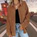 Women's Corduroy Button Down Pocket Shirts | Long Sleeve Oversized Blouses | Fall Outdoor Boyfriend Tops - Large Camel - Buy Online on GoSupps.com