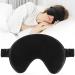 FRESHME Silk Sleep Mask Eye Cover for Sleeping 100% Blackout Blindfold Black Women Men Pure Mulberry Silk Soft and Comfortable Eye Shade Eye Blinder with Adjustable Band for Travel Airplane Train Yoga
