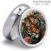 Small Travel Pill Case Round Metal Pill Box for Pocket Purse 3 Compartment Portable Pill Holder Mini Pill Organizer for Travel or Daily - Tiger - Buy Online on GoSupps.com