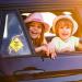 Bewudy 2 PCS Baby on Board Car Signs - Reusable Yellow Sticker with Suction Cups for Safety - Lion and Giraffe Design - Buy Online on GoSupps.com