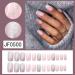 24pcs Short French False Nails - Almond Square Press On Nails with Glue - Silver Pink White Lines Design - For Women and Girls Nail Art - Buy Online on GoSupps.com