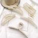 SEMATA 5pcs Pearl Hair Clips Large Hair Claw Clips for Thick Hair and Thin Hair  Cute Pearl Hair Claw Hair Clips for Women and Girls Non-Slip Strong Pearl Hair Accessories for Women and Girl 1A-Pearl Hair Clips
