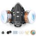 Reusable Face Cover with Filters Set -Active Carbon Respirator for Painting Against Gas/Dust/Organic Vapors/Smells/Fumes/Sawdust/Asbestos Suitable for Painting Staining Car Spraying Sanding &Cutting