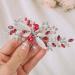 IYOU Bridal Wedding Hair Comb Red Crystal Hair Accessories Rhinestone Flower Headpiece Bride Bridesmaid Hair Pieces for Women