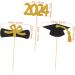 12Pcs Graduation Cupcake Toppers Glitter Cake Toppers Class of 2024 Congrats Grad Cap Diploma Cupcake Picks for Graduation Party Decorations -Golden Black - Buy Online on GoSupps.com