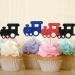 Train Cupcake Toppers Railroad Party Cake Decor Red&Blue Glitter Cake Decorations for Boy's Birthday 1st Birthday/Steam Train Theme Party Supplies - 24pcs - Buy Online on GoSupps.com