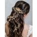 Zoestar Rhinestone Bridal Wedding Hair Comb Gold Flowers Headpiece Bridal Crystal Leaf Hair Accessories for Women and Girls