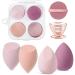 AUAUY 6 Pcs Makeup Sponges Blender Set 4 Pcs Professional Beauty Sponge Foundation Blending Blender with 1 Powder Puff 1 Sponge Holder Case Multi-colored Makeup Sponges for Cream Liquid and Powder 4pcs-Pink