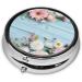 Teal Floral Mini Round Pill Box - 3 Compartment Travel Organizer for Home & Office - Buy Online on GoSupps.com