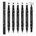 5PCS Liquid Winged Eyeliner Stamp Pen Set Double-headed Waterproof Black Eyeliner Pencil Pen for Women Smudge Proof Eye Liner Stencil Makeup Kit with Star Heart Flower Butterfly Diamond Shapes