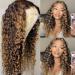 Nabeauty Highlight Lace Front Wig Human Hair 13×6 T Part Lace Frontal Wigs Curly Wig 4/27 Pre Plucked with Baby Hair for Women 18 Inch 130% Density