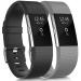 Tobfit for Fitbit Charge 2 bracelet replacement silicone sports and fitness bracelets for Fitbit Charge 2 (no clock) classic 2-pack black+gray l