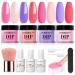 AZUREBEAUTY Spring Pink Purple Coral Dip Powder Nail Starter Kit, 4 Colors Portable Dipping Powder Set, French Nail Art Base&Top Coat Activator Essential Liquid Manicure No Lamp Needed 1A-Vitality Girl