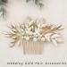 Unicra Gold Leaf Bride Wedding Hair Comb with Crystals and Pearls - Bridal Headpiece for Women and Girls - Buy Online on GoSupps.com