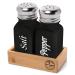 Glass Farmhouse Salt and Pepper shakers set - Cute Black Salt and Pepper Shakers for Home Restaurant or wedding Gifts - Perfect addition to any kitchen Decor - Rustic Salt and Pepper Shakers (BLACK)