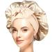 Satin Bonnet Sleep Cap Silk Bonnet for Curly Hair Sleeping Double Layer Hair Bonnet with Stretchy Tie Band for Women Gold Large