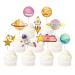 Ercadio 36 Pack Space Astronaut Cupcake Toppers Space Girl Moon Rocket Planet Cupcake Toppers Earth Planet Cupcake Picks Space Theme Gender Reveal Birthday Shower Party Supplies B-space Girl