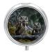 Pill Box Pill Case 3 Compartment Travel Pill Box Wild Owl Birds Printing Small Pill Box Portable Medicine Pill Case Pill Organizer for Purse & Pocket for Travel Handbag (Round)