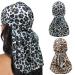 Urieo Silky Durag Cap Leopard Silk 360 Wave Long Tail Headwraps Wide Straps Wave Caps Headwear Hip Hop Sleep Cycling for Men and Women (Pack of 2)